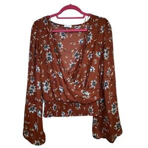 Sienna Sky Terracotta Floral Long Sleeve Top Size M